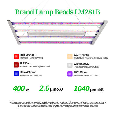 Full Spectrum Three-Way 400W LED Plant Lights ANDY Wholesale Commercial 4 Bar LM301H EVO LM281B LED Grow Lighting