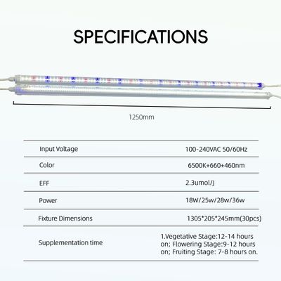 18W 25W 36W 42W 4Ft Led Tube T8 Grow Light SAMSUNG LM301H EVO LM281B 6500K 460nm 660nm For Veg Bloom