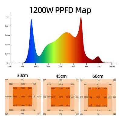 4x6ft 12 Bar 1200W Plant LED Grow Light Fixture , Folding LED Grow Light Full Spectrum