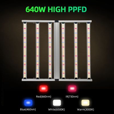 640W Led Grow Light Dimmable Foldable 4x4 Foot 110cm 6 Bar Full Spectrum LM281b for Veg Fruit Bloom