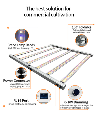 High Yield Commercial Greenhouse Vertical Farms Full Spectrum 3.0μmol/J 720W LED Hydroponics Plant Grow Lights