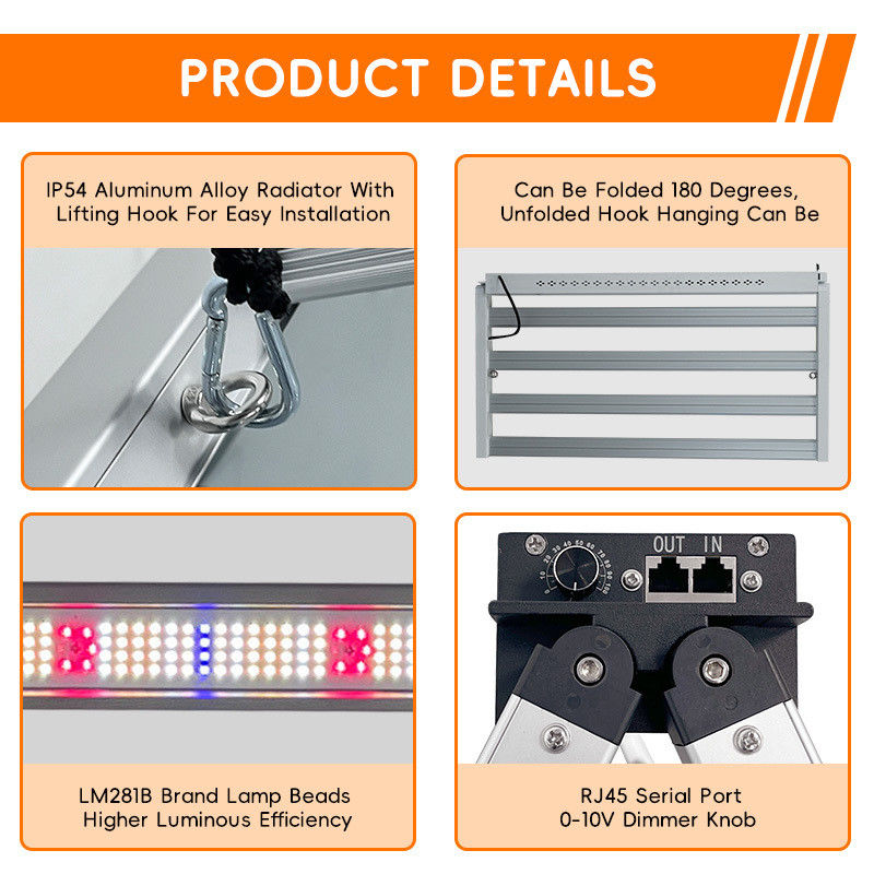 ANDY Full Spectrum 8 Bar 4x4 800W Led Grow Light Hydroponic Dimmable SAMSUNG LM301H EVO LM281B for Tomato Chili Flower