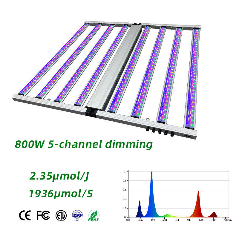 800W LED Grow Lights Five-Way Dim Full Spectrum 8 Bar Horticultural Plant Lighting LM301H LM281B Chips Aluminum 3000K