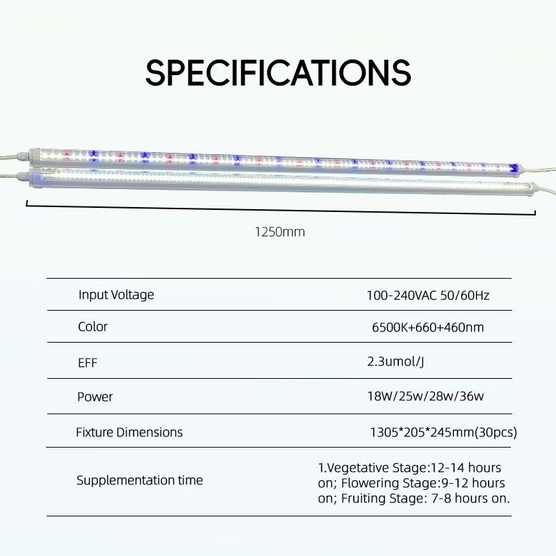 18W 25W 36W 42W 4Ft Led Tube T8 Grow Light SAMSUNG LM301H EVO LM281B 6500K 460nm 660nm For Veg Bloom
