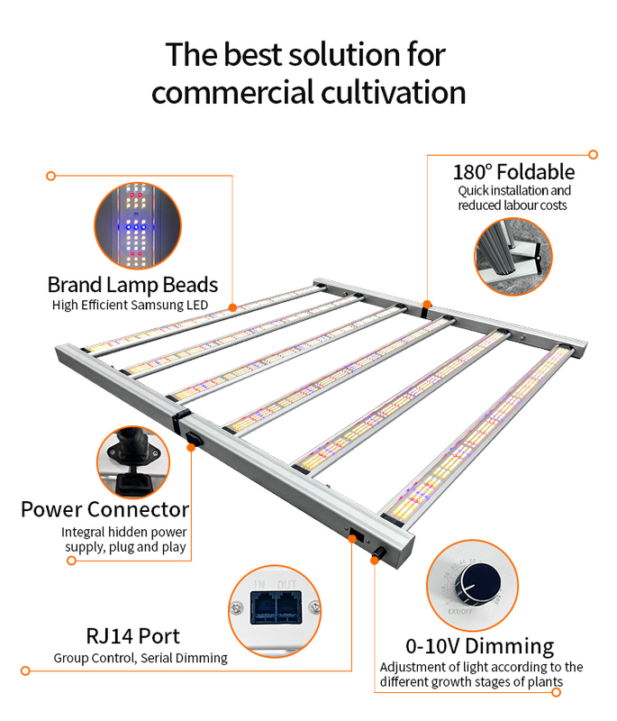 High Yield Commercial Greenhouse Vertical Farms Full Spectrum 3.0μmol/J 720W LED Hydroponics Plant Grow Lights