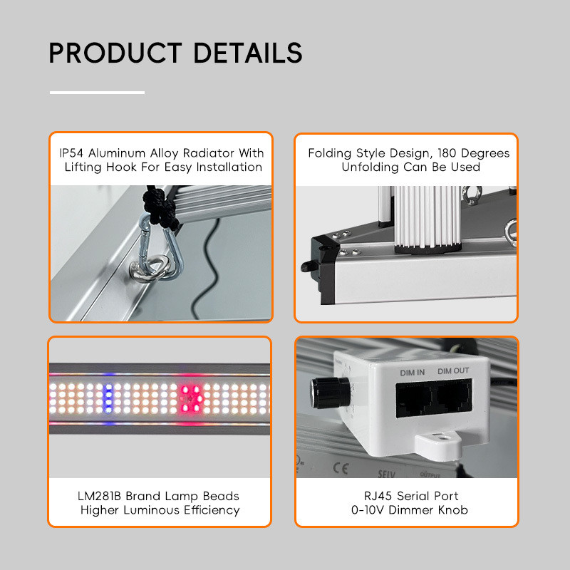 High Yield Samsung LM301H EVO LM281B Diodes Full Spectrum Dimmable 500W LED Grow Light for Indoor Seeding Veg Bloom