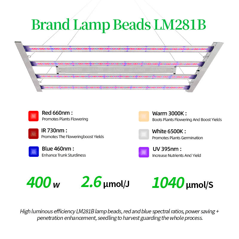 Full Spectrum Three-Way 400W LED Plant Lights ANDY Wholesale Commercial 4 Bar LM301H EVO LM281B LED Grow Lighting
