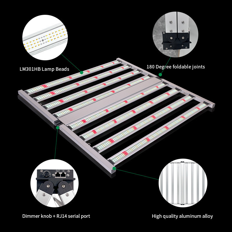 ANDY Full Spectrum 4×4ft 8 Bar 800W LED Grow Lights Samsung LM301H Chips Plant Lighting for Indoor