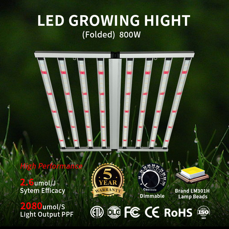 ANDY Full Spectrum 4×4ft 8 Bar 800W LED Grow Lights Samsung LM301H Chips Plant Lighting for Indoor