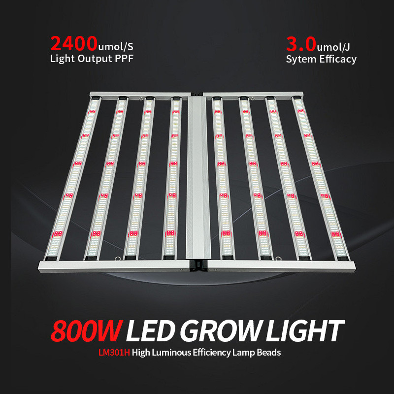 ANDY Full Spectrum 3.0μmol 4×4ft 8 Bar 800W LED Grow Lights Samsung LM301H Chips for Vegetable Flowers