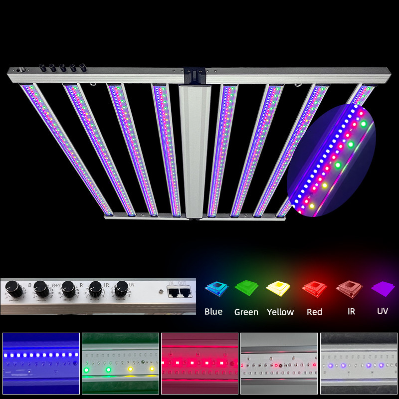 Horticultural Plant Lighting Full Spectrum 8-Bar Aluminum Bloom Five-Way Dim 800W LM301H LM281B LED Grow Lights