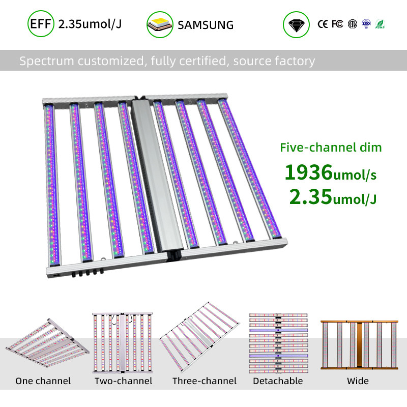 Horticultural Plant Lighting Full Spectrum 8-Bar Aluminum Bloom Five-Way Dim 800W LM301H LM281B LED Grow Lights