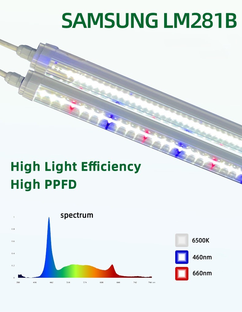 Full Spectrum LED Tubes 4ft 1.2M 18W 25W 36W T8 6500k Grow Light 460nm 660nm For Veg Bloom