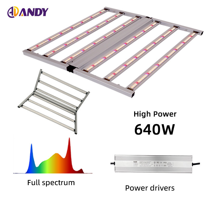 4x4ft 640W Full Spectrum Grow Lights SAMSUNG LM281B Indoor Vertical Farming Plants LED Bar Foldable