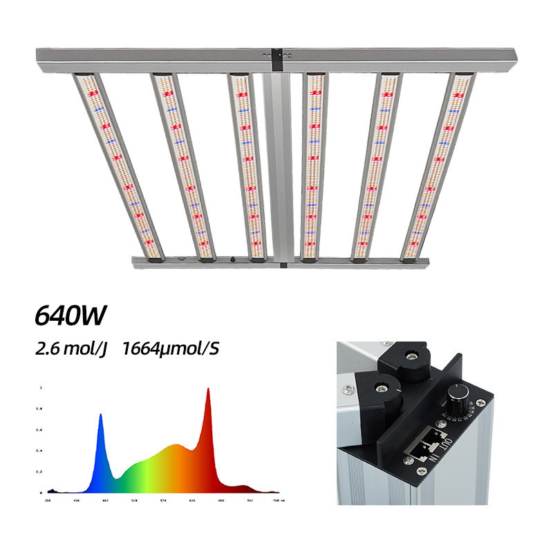4×4ft 640 Watt LED Grow Light Fixture Full Spectrum Factory Supply Samsung LM281B Bar Style Dimmable Greenhouse