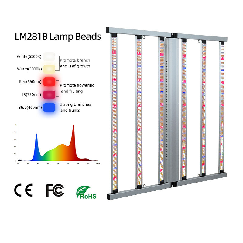 4×4ft 640 Watt LED Grow Light Fixture Full Spectrum Factory Supply Samsung LM281B Bar Style Dimmable Greenhouse