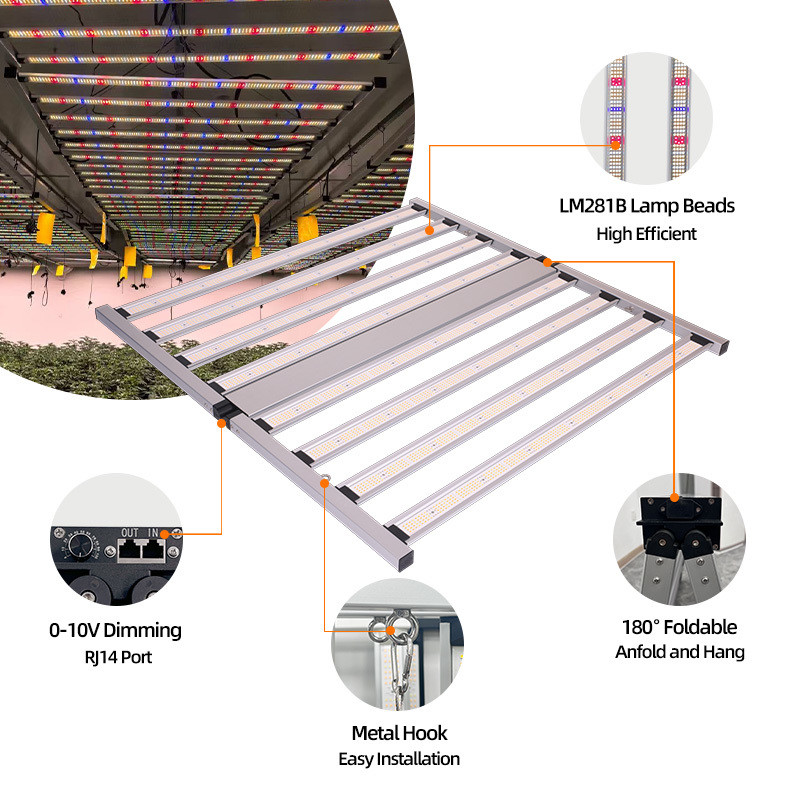 ANDY 800W Bar Style Led Grow Light Full Spectrum Best Foldable Customized Ip66 4X4FT Samsung Chip LM301H EVO LM281B