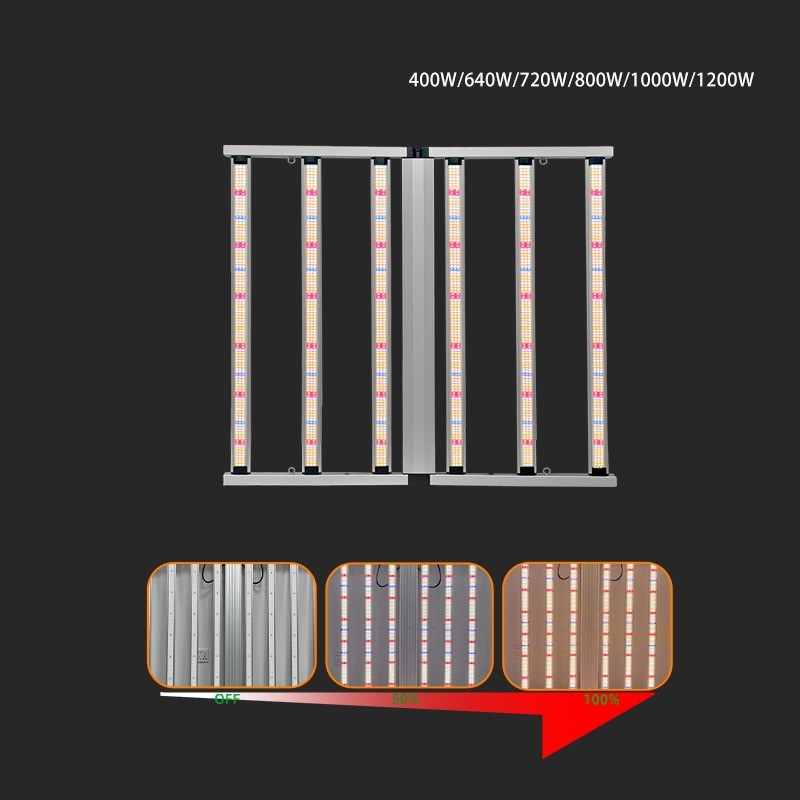 640W Led Grow Light Dimmable Foldable 4x4 Foot 110cm 6 Bar Full Spectrum LM281b for Veg Fruit Bloom