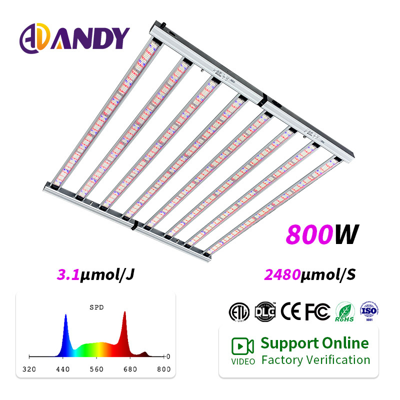 ANDY 8 Bars 800W LED Grow Light Full Spectrum