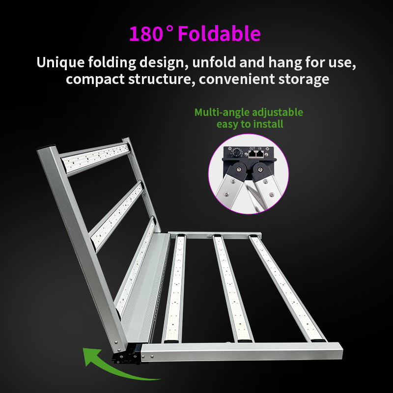 650W Full Spectrum Foldable LED Grow Light with 1950 μmol/s PPF and 3.0 μmol/J PPE for Veg Bloom